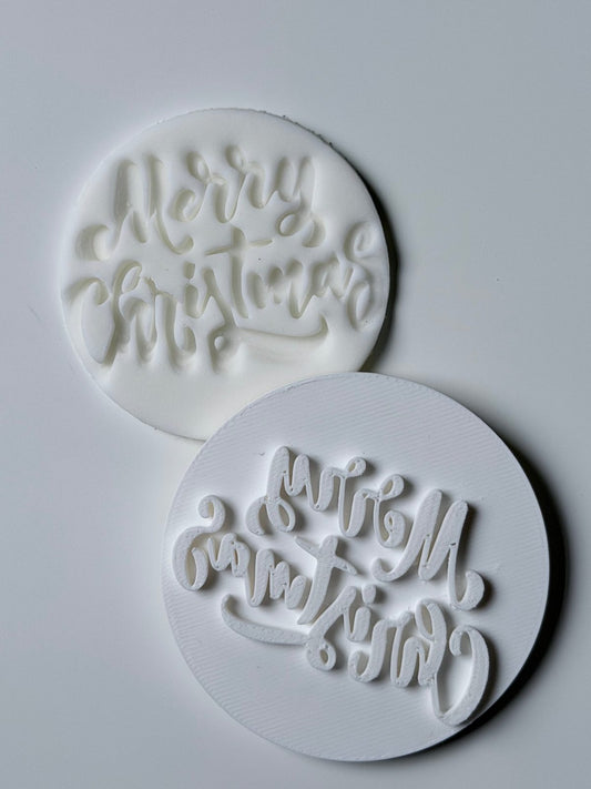 Merry Christmas Round Fondant Stamp